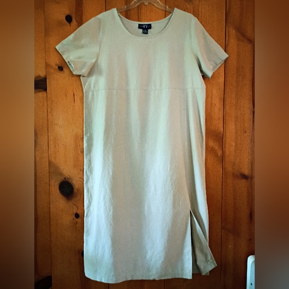 Original TY Wear Linenblend Empire Waist Maxi Dress Short Sleeve